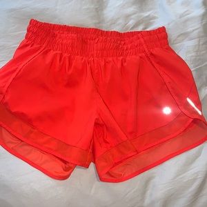 Athleta bright red mesh racer run shorts